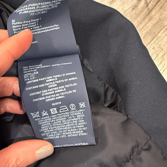 Herno Women's Navy Blue Removable Windblocker Hooded Down Coat Jacket Size M 44 - Picture 14 of 16